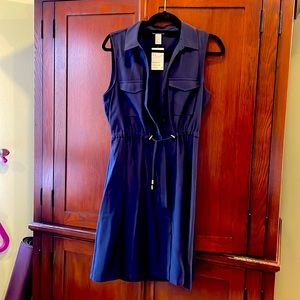H&M navy button shirt dress